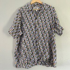 Flax by Jeanne Engelhart Men's Multicolor Geometric Button Down Shirt Casual